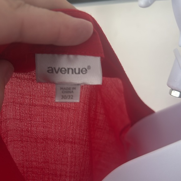 Avenue Red Embellished Buttoned Blouse with Mandarin Collar Size 30/32 - Picture 7 of 8